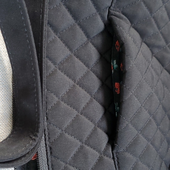 VERA BRADLEY ~ Zipper Closure Black Adjustable Shoulder Bag Multi-Pockets - Picture 7 of 15